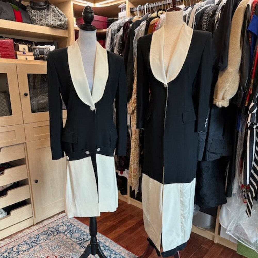 Moschino Couture Black and Off-white Size 38 Coat